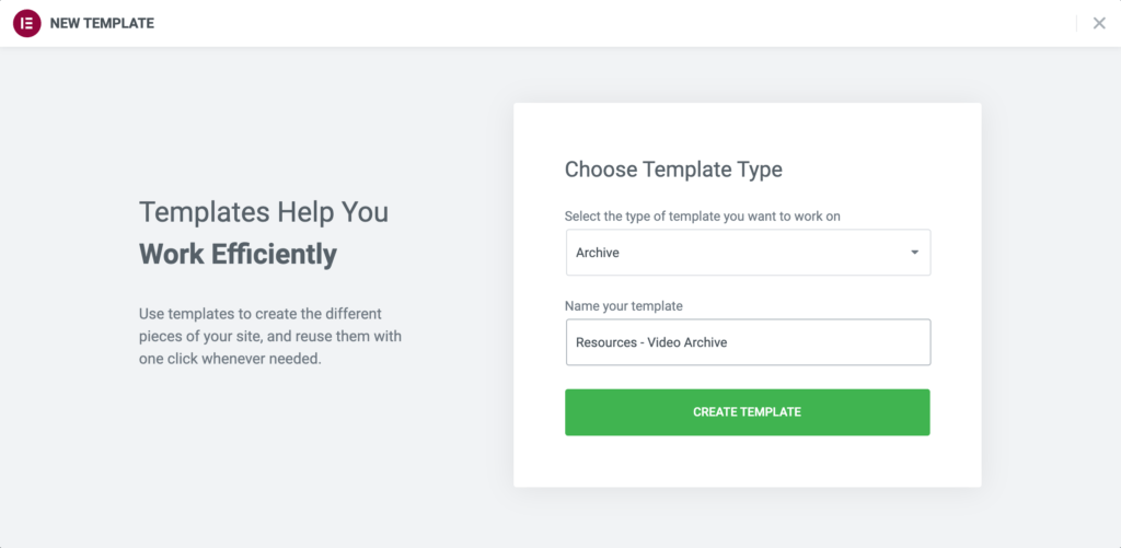 Resource Type Archive - Choose Template
